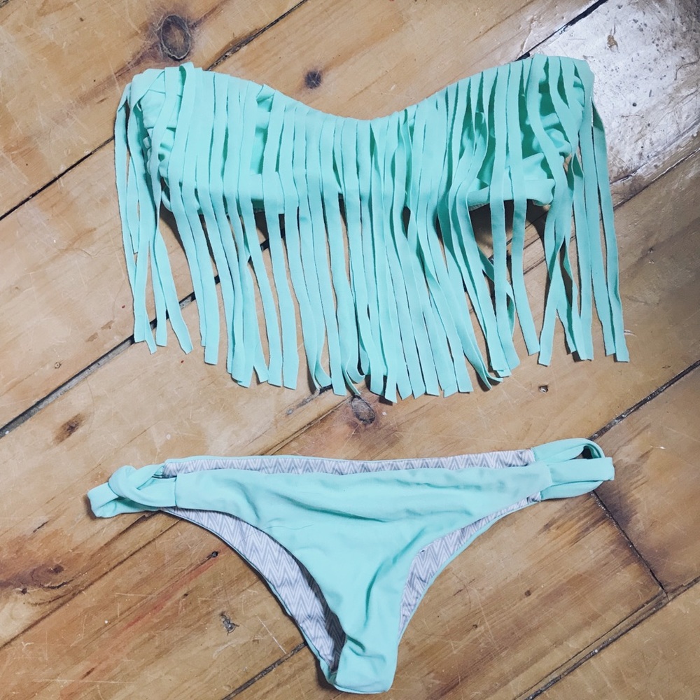 Acacia Fringe Top Bandeau Bikini Set